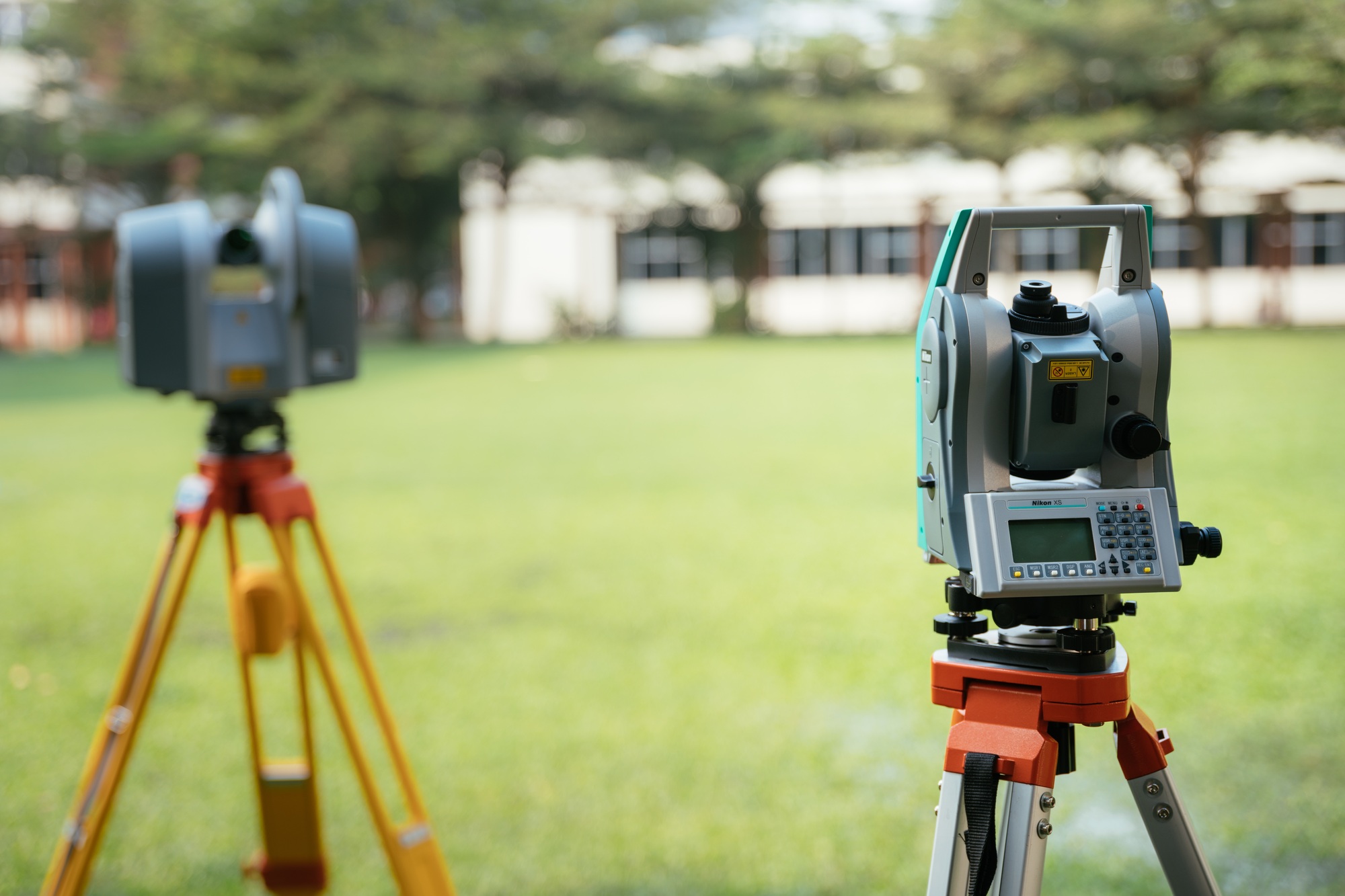 Close shot of a ground-level detector camera with a blurred background